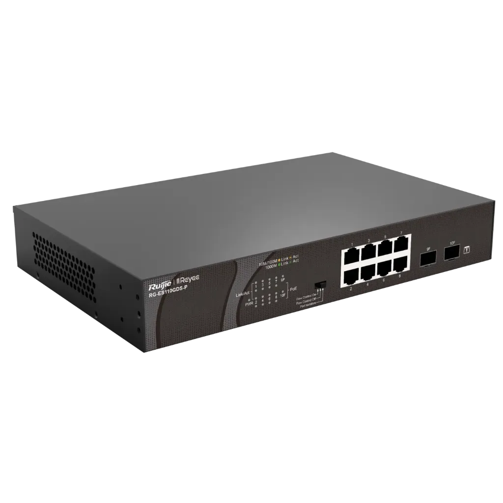 [RG-ES110GDS-P] Ruijie Reyee PoE Switch RG-ES110GDS-P, 10-port 10/100/1000Mbps, Unmanaged PoE Switch