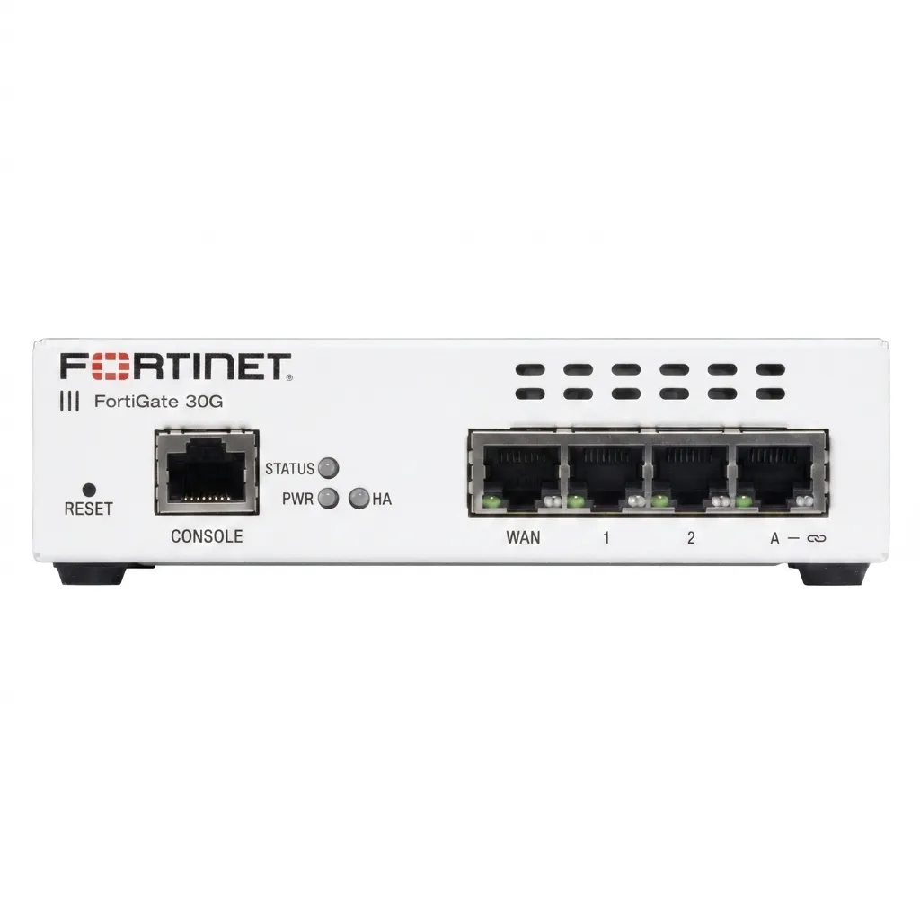 [FG-30G] Fortinet, Firewall, FG-30G, 1x 1G GE RJ45 WAN Port, 2x 1G GE RJ45 Ports, 1x 1G GE RJ45 FortiLink Port, 1-Year License