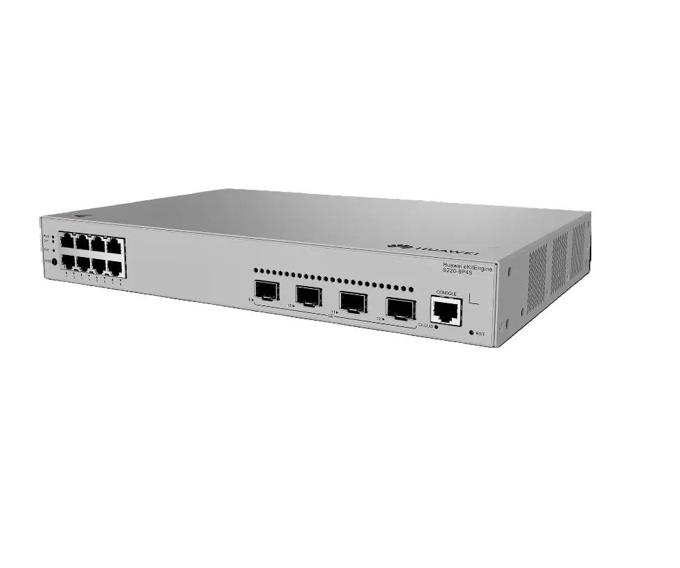 [HW-S220-8P4S] Huawei eKit Managed Switch S220-8P4S, 8x 10/100/1000BASE-T Ports, 4x 1G GE SFP Ports, 125W PoE+