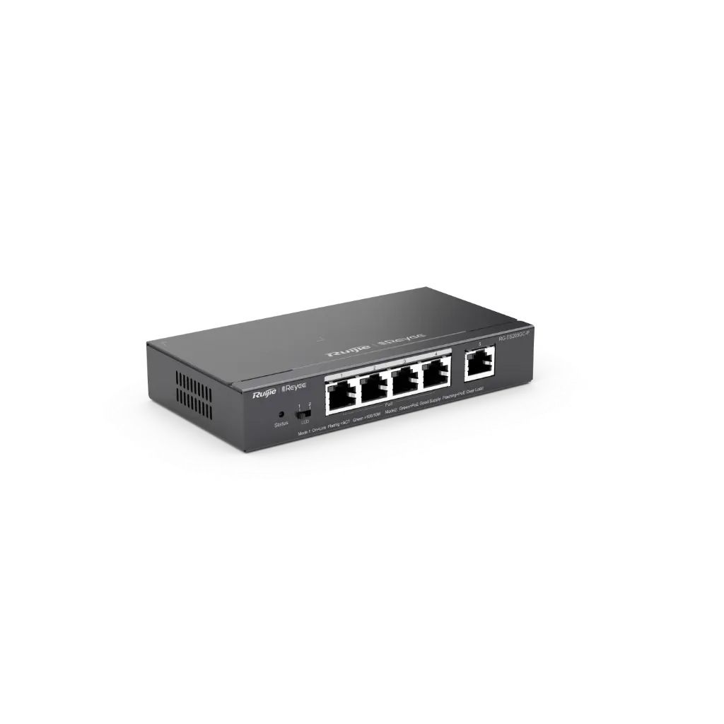 Ruijie Reyee Managed Switch RG-ES205GC-P, 5 Ports 10/100/1000 Mbps LAN, 4 Ports PoE+ (54W)