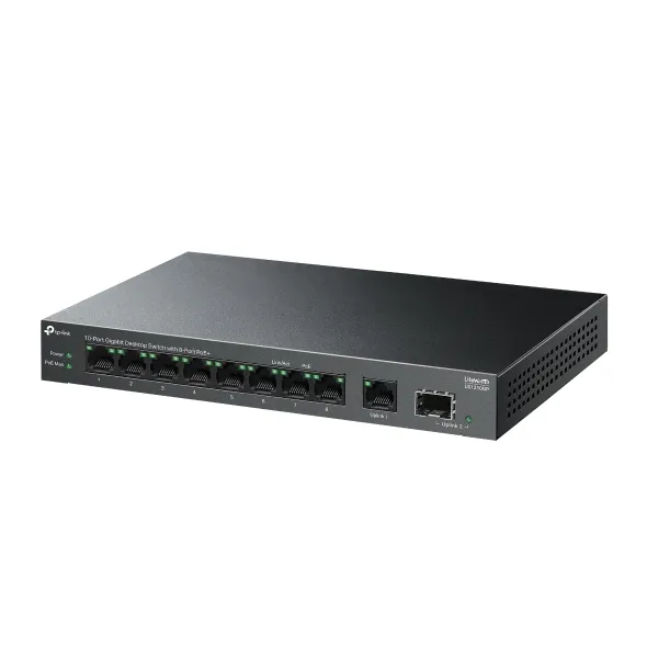 [TP-LS1210GP] TP-Link, Switch, LS1210GP, 10-Port (9x 10/100/1000 + 1x 10/100/1000 SFP), 8x PoE+