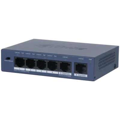 DAHUA 6-Port Unmanaged Switch with 4-Port PoE (36W)