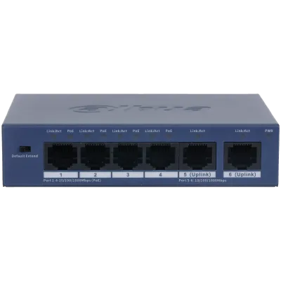 DAHUA 6-Port Unmanaged Desktop Gigabit Switch with 4-Port PoE