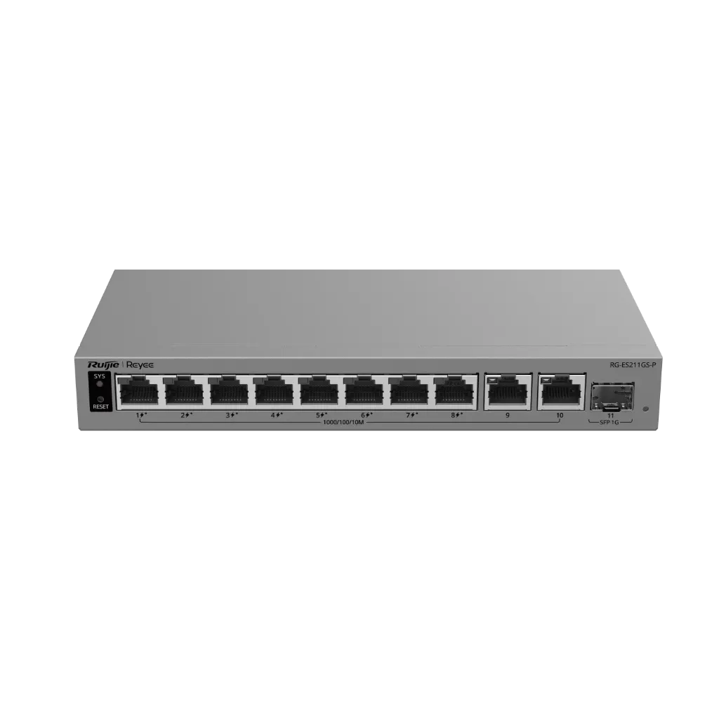 Ruijie Reyee Managed Switch RG-ES207GS-P, 7 Ports 1G (6x 10/100/1000 PoE, 1x SFP)
