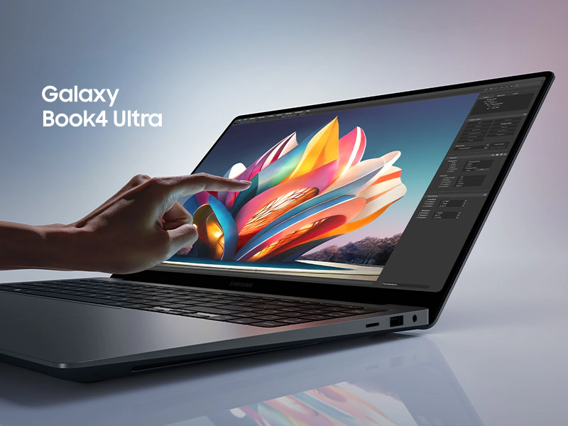 Samsung Laptop Galaxy Book4 Ultra 16" 3K AMOLED Touch / Intel Core Ultra / NVIDIA GeForce RTX 40-Series / 2x Thunderbolt 4 + 1x USB-A + 1x HDMI